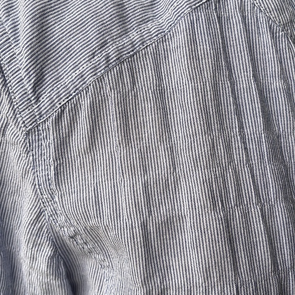 Chico’s Cotton Light Weight Stripe Zip Jacket White Blue Size 1 - Picture 3 of 7